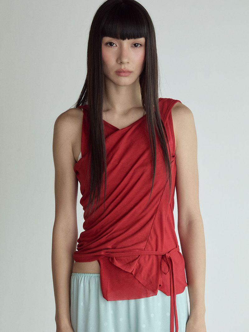 Layered Sleeveless Top_True Red