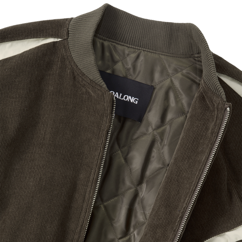 Corduroy Contrast Quilted Blouson - BROWN