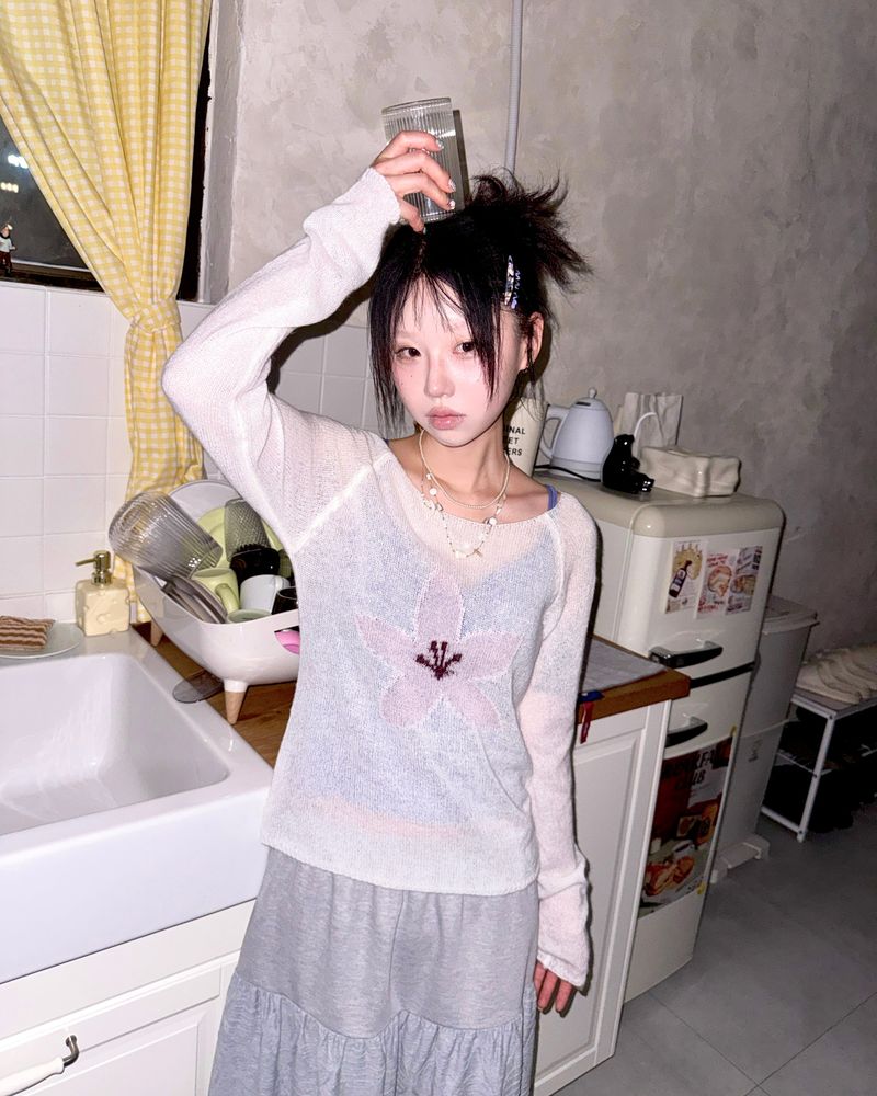 (2color) Line Dot Frill Skirt