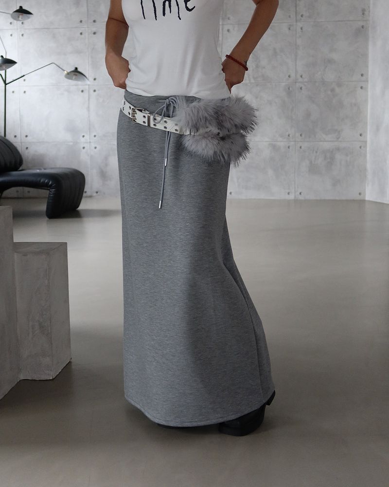 Back Open Banded Long Skirt