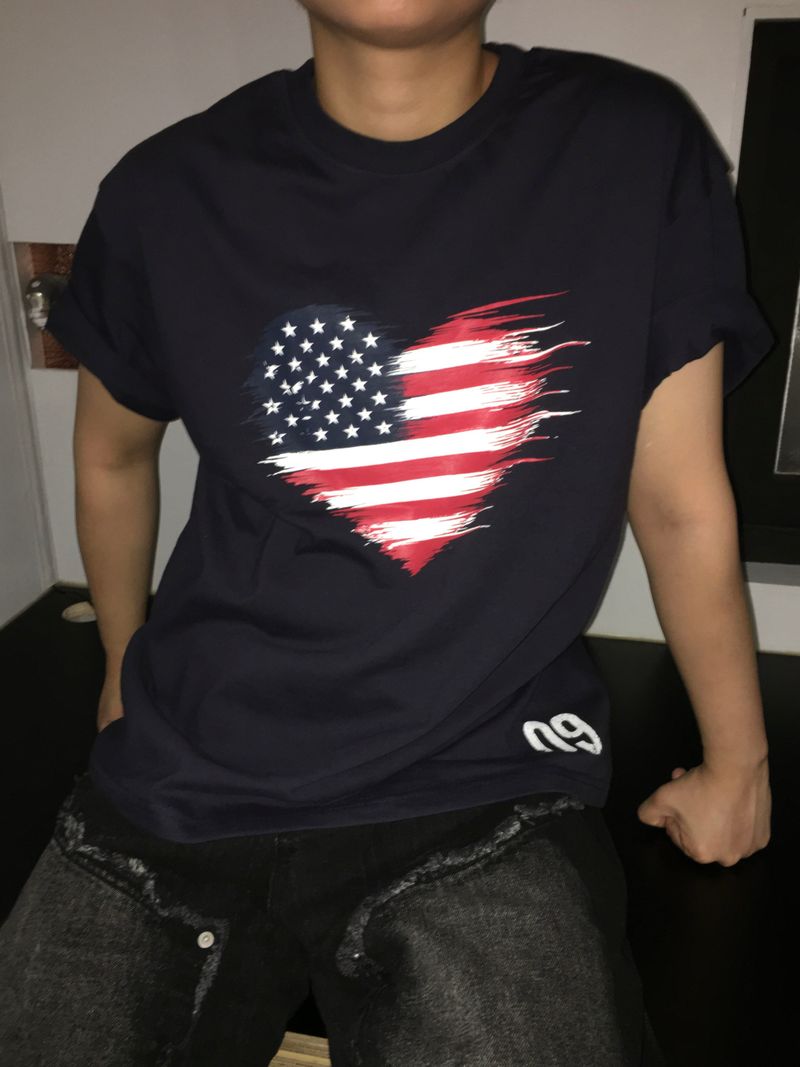 09 Flag Semi-Cropped Short Sleeve T-Shirt (4c)