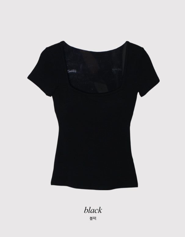 #Basic Square Cap Slim Short Sleeve T-shirt (5color)