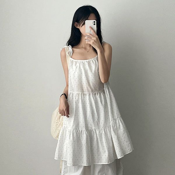 hijjoo（ハイチュー）の「Longs Ribbon String Dot Cancan Dress（Dresses）」