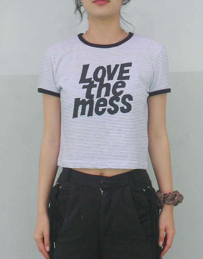 LTM Stripe Crop T-shirt (WHITE)