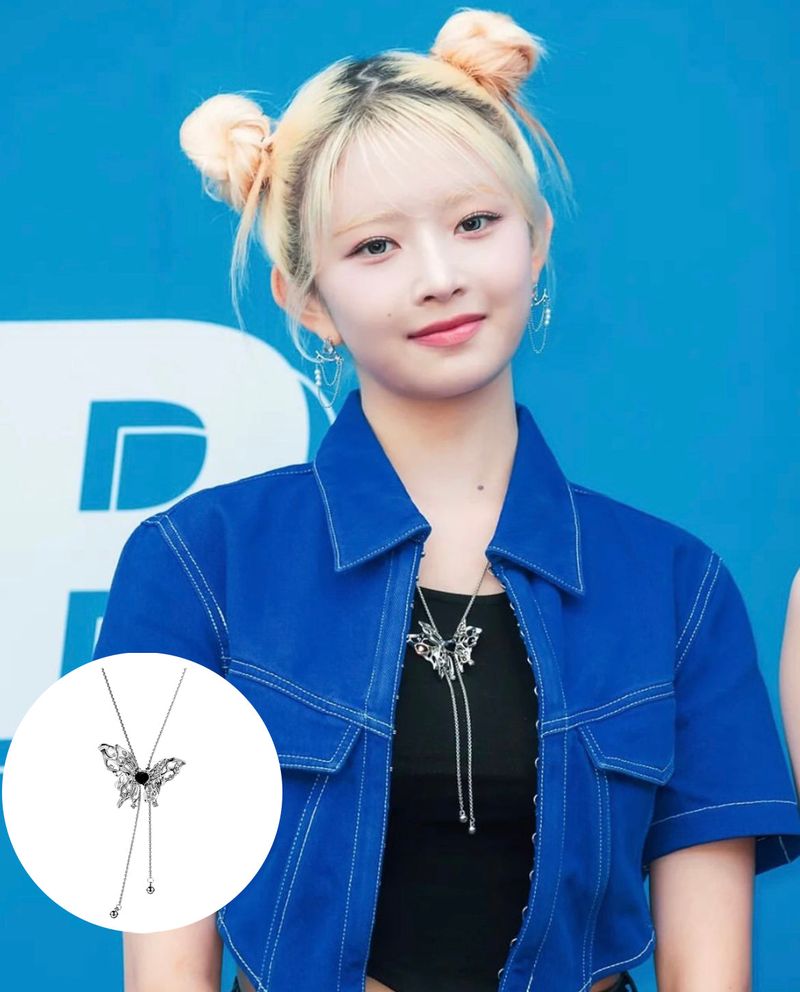 [IVE Ray, Aespa NingNing, Yena Pick!] Unique Butterfly Onyx Long Necklace