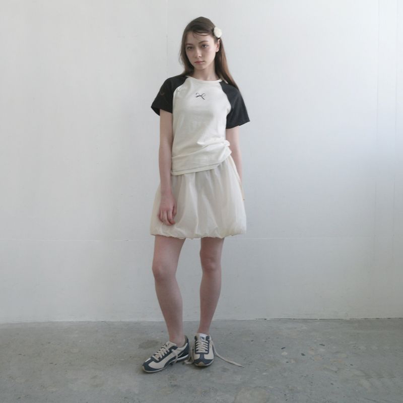 Cream Nylon Pumpkin Skirt