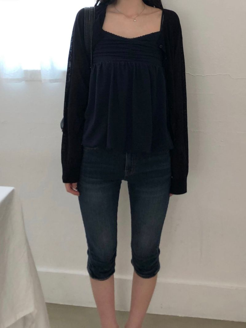 Slash linen round cardigan (4 colors)