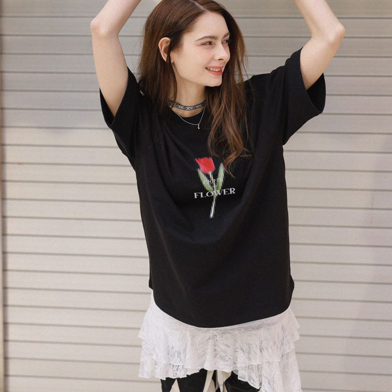 チューリップアートワークTシャツ (2color)