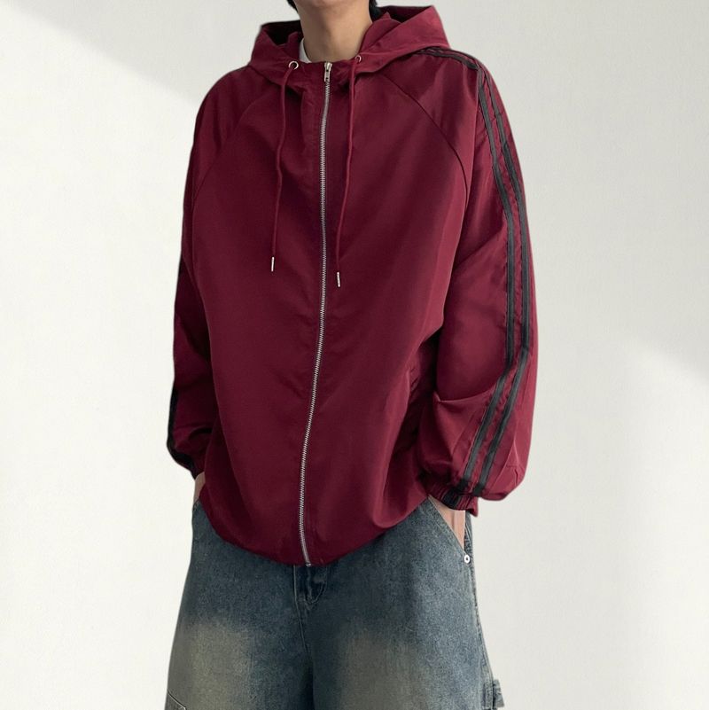 Zicker nylon track high-neck windbreaker hooded jumper