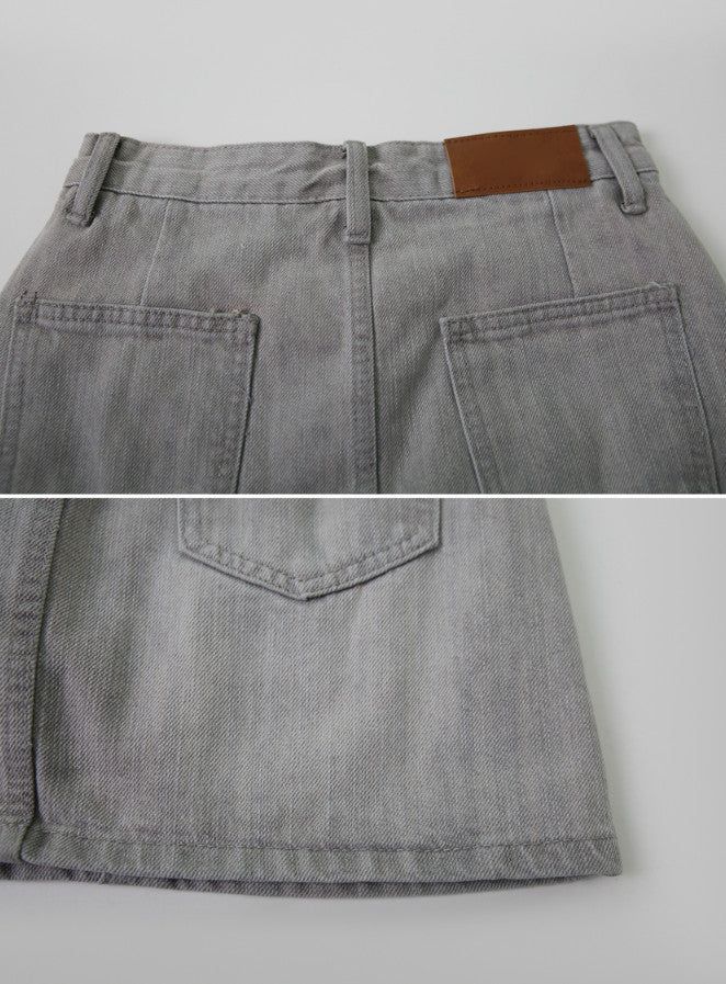 Light Washing Denim Mini Skirt (2color)
