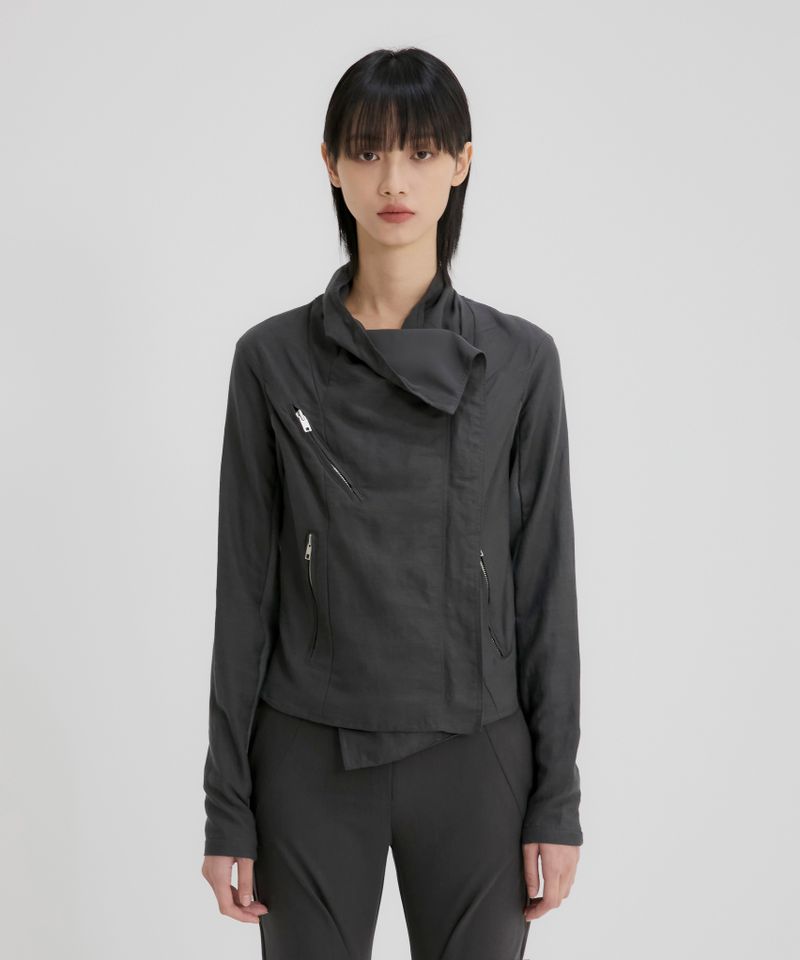 FLAREUP(フレアアップ)の「Asymmetrical Biker Jacket (FL-047_Charcoal)(Jackets/Outerwear)」