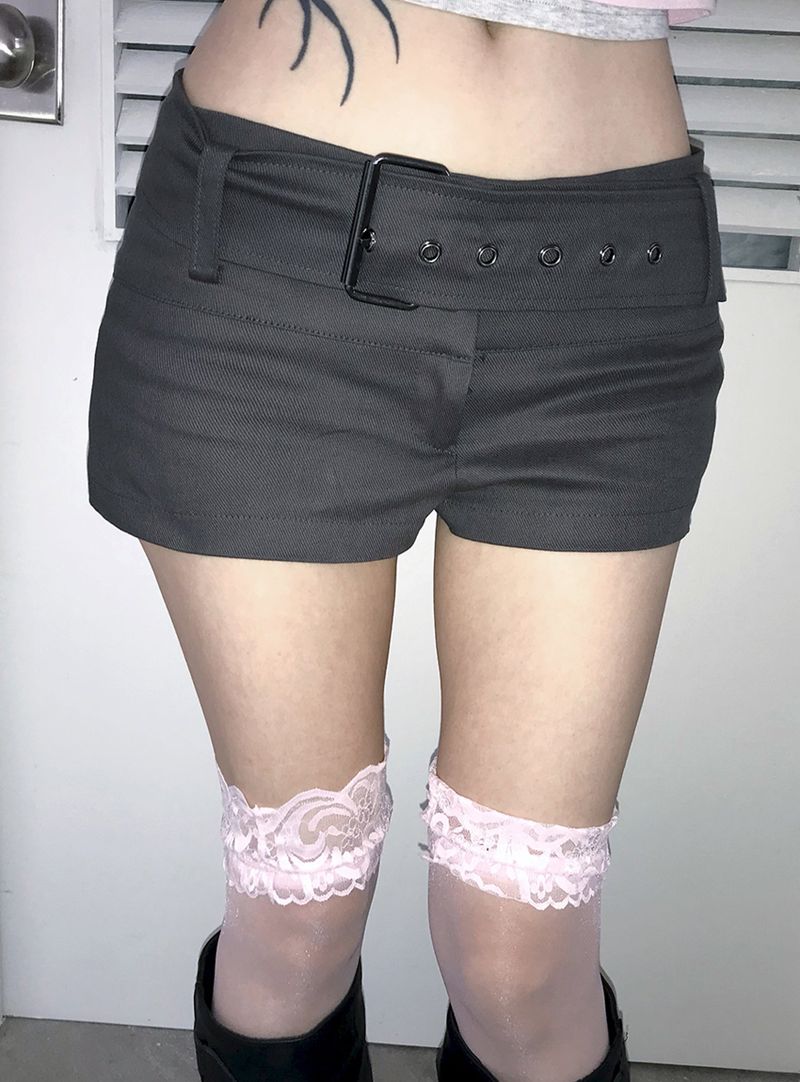 micro belt cotton shorts(2 color)