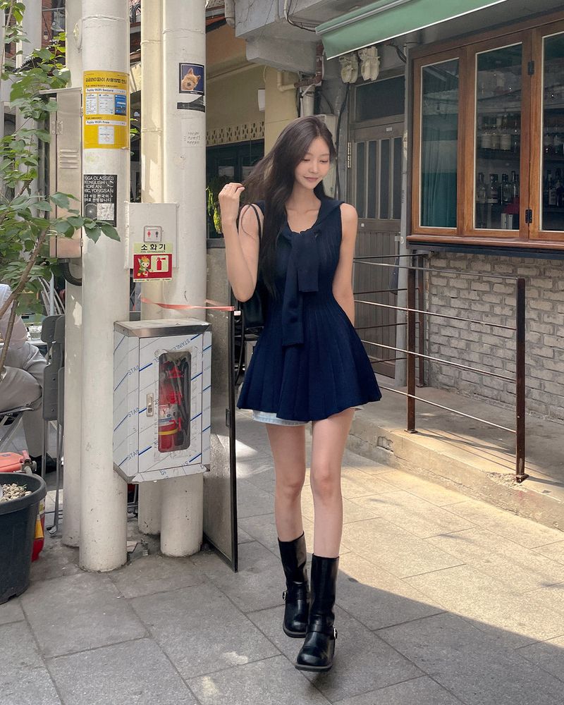 Laik knit shawl mini dress