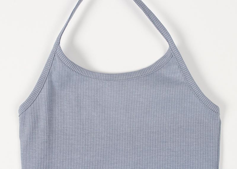 CROPPED HALTER SLEEVELESS