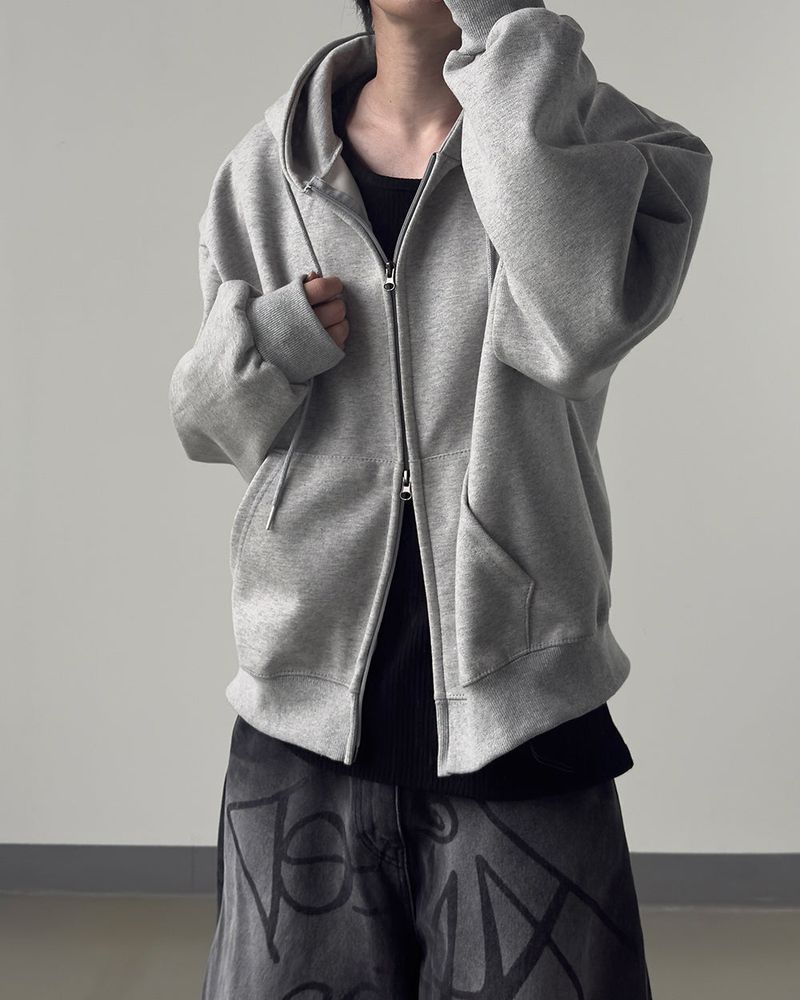 Clean Two-way Crop Hood Zip-up