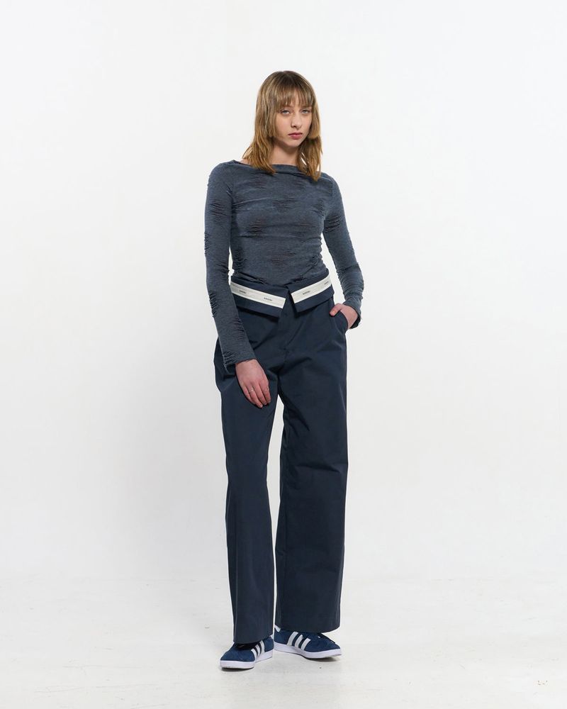 Fold Over Wide Slacks _ NAVY