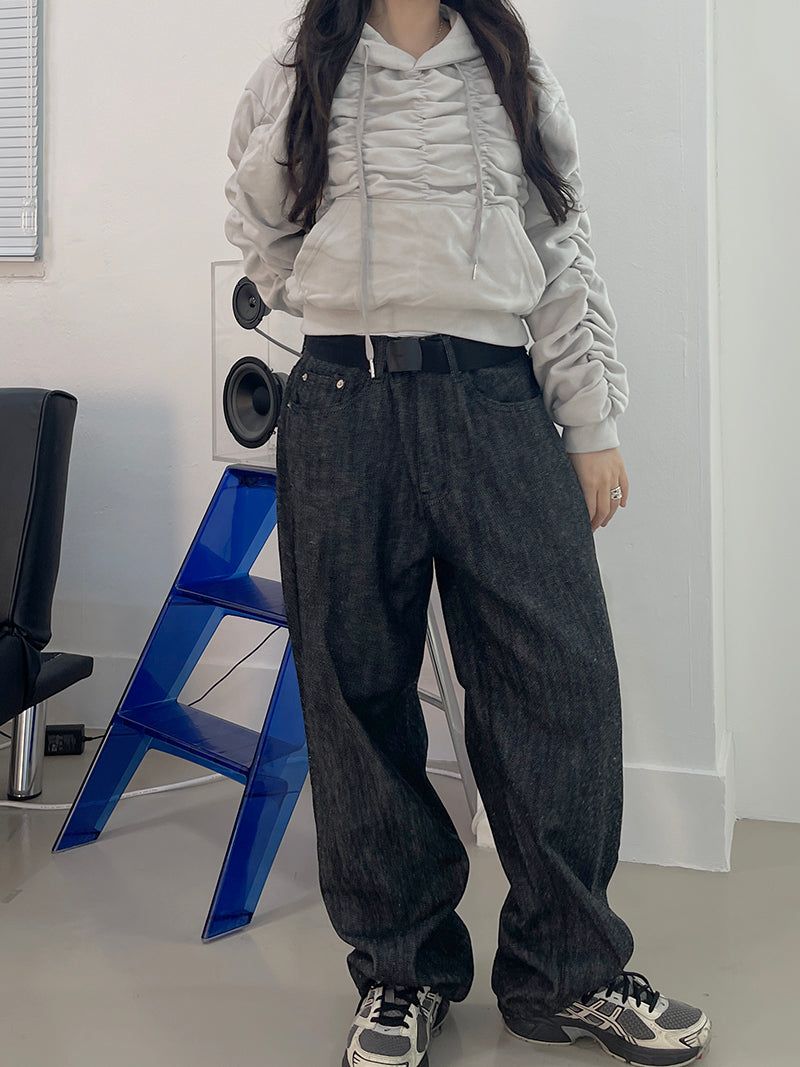 Napping Shirring Cropped Hoodie