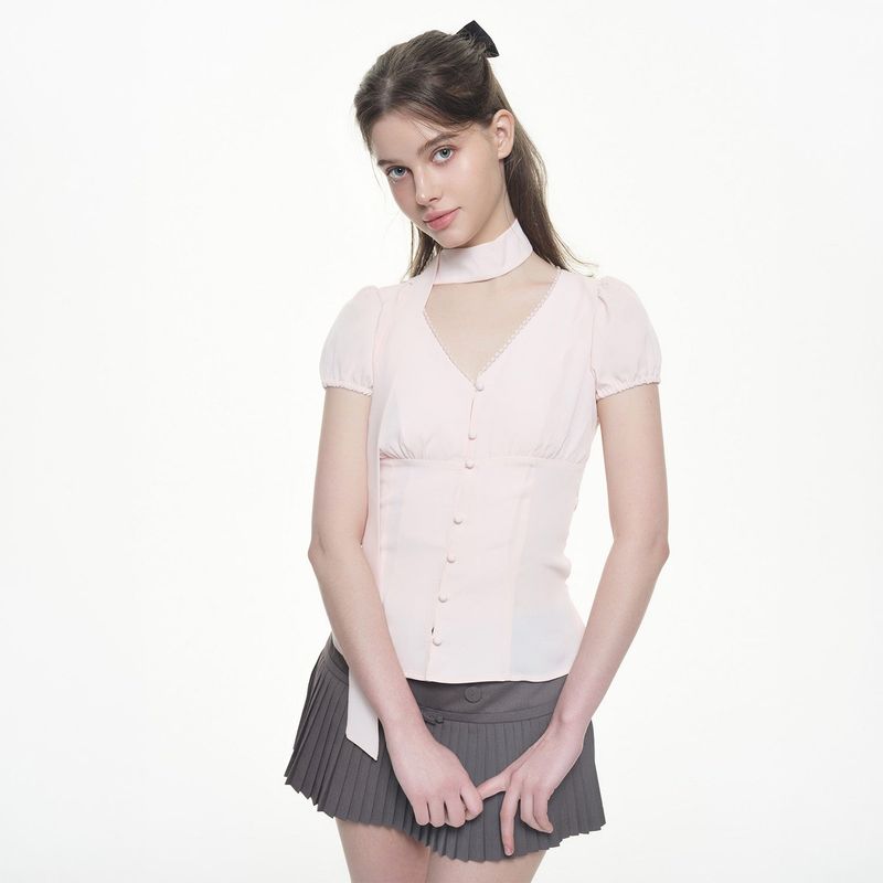 Chiffon Corset Blouse - PINK