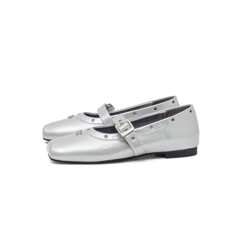 Eyelet Mary Jane Flat(Silver)