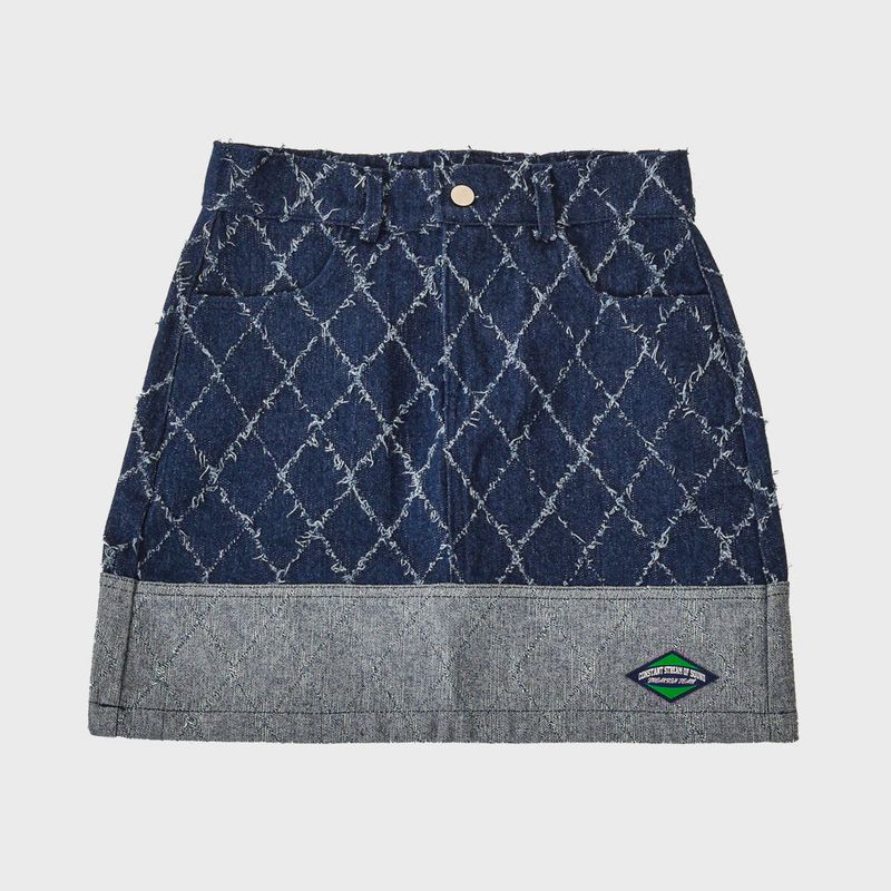 FENCE SWING DENIM MINI SKIRT (BLUE)