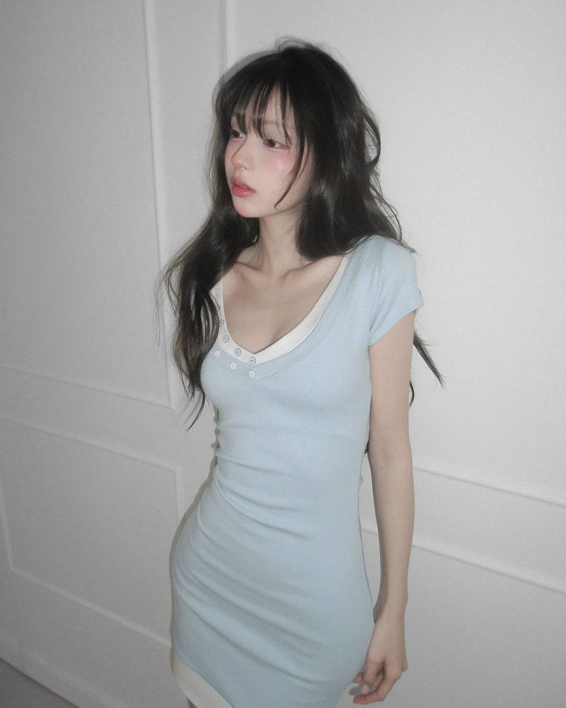 [MADE] Muguet Layered Button Mini Dress