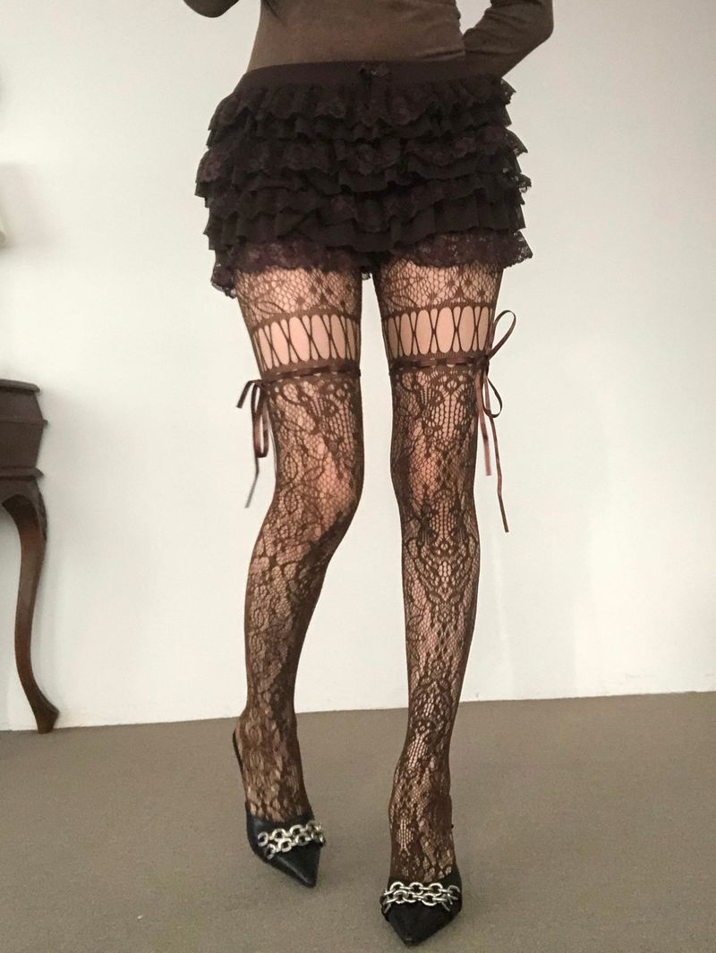 Ribbon Strap Mesh Stocking(4colors)