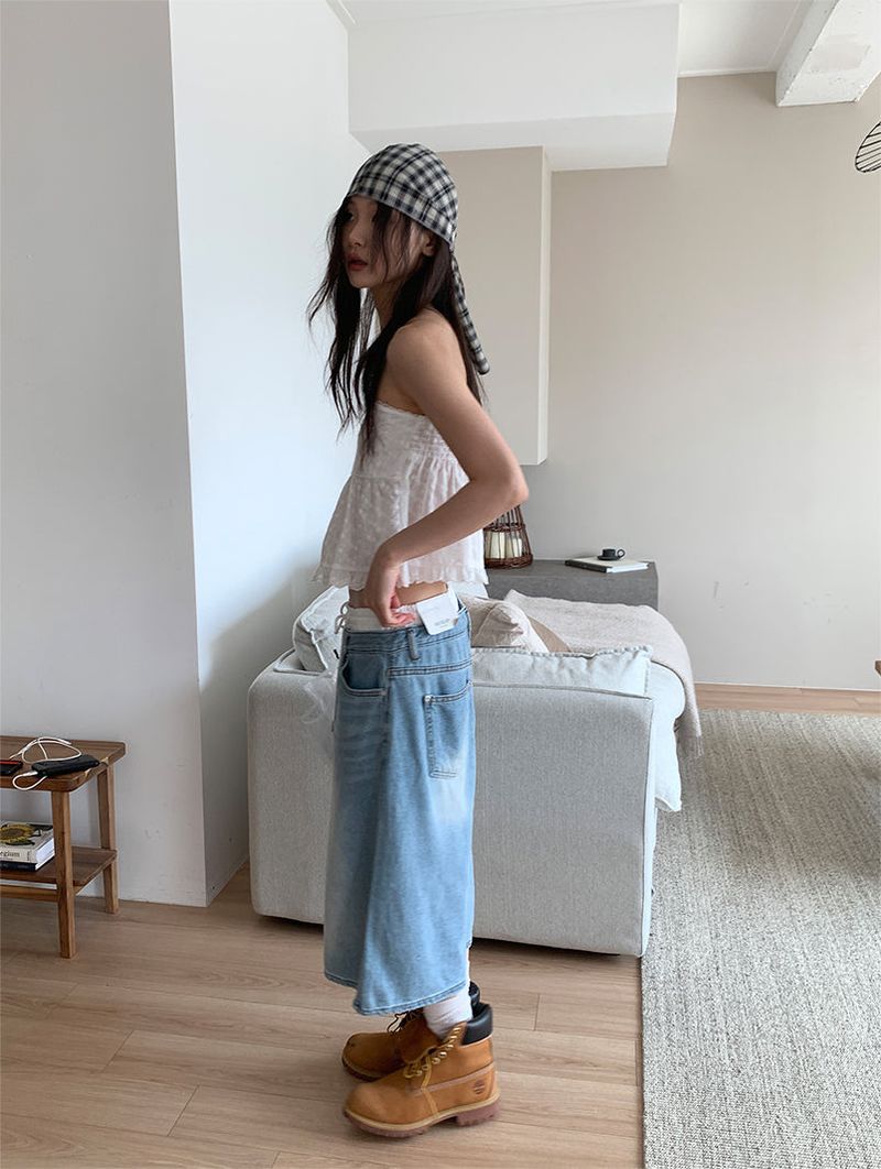 LAYERED BAND BERMUDA JEANS