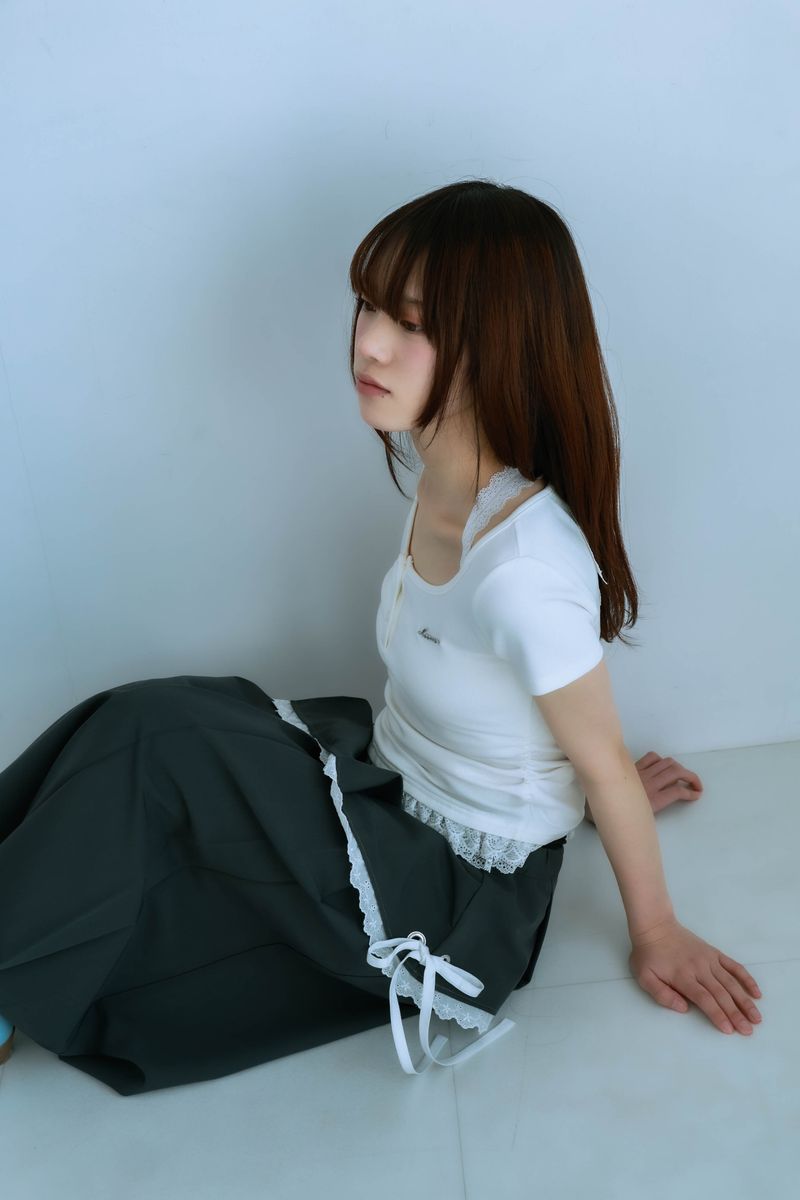lace frill tee(white)