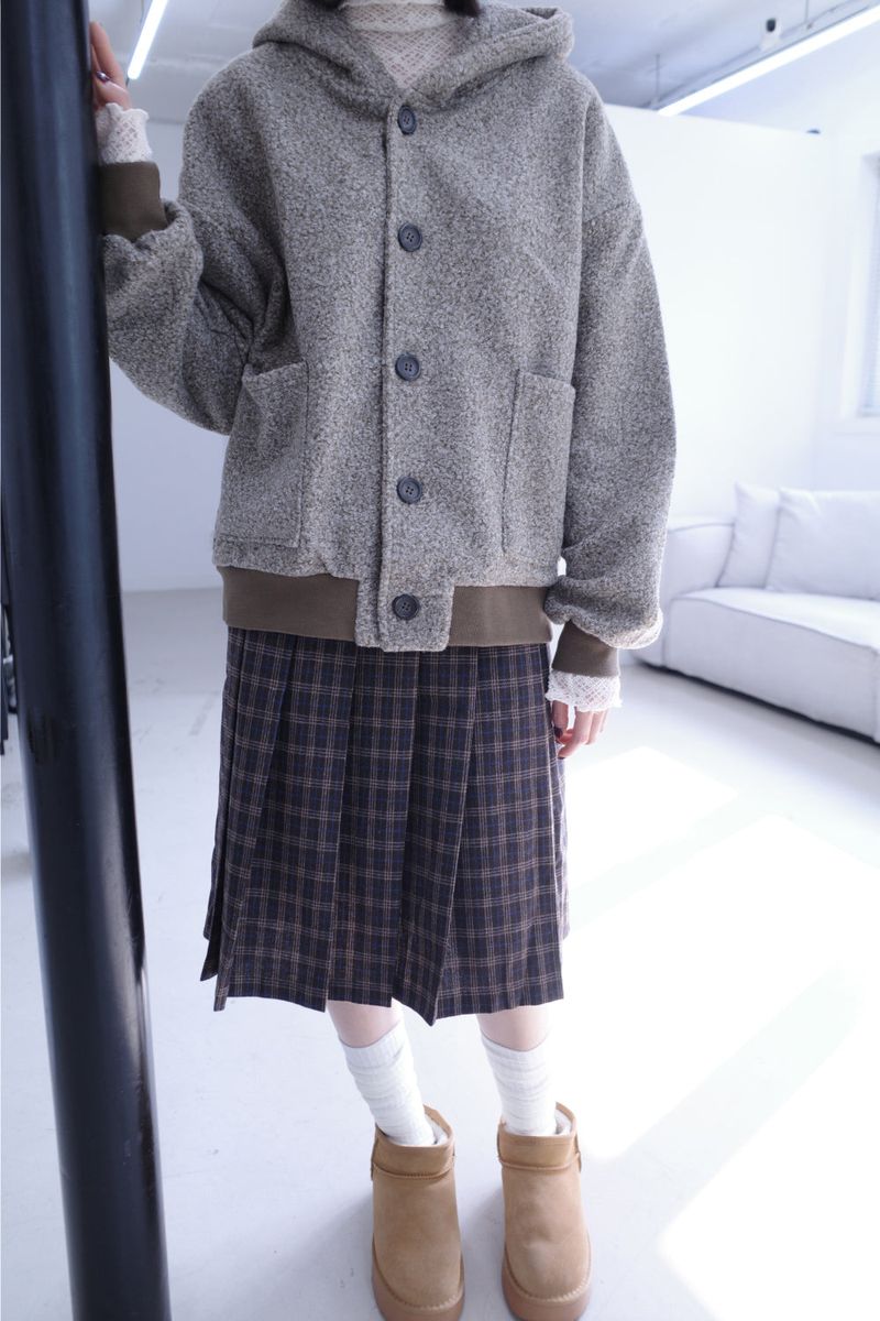 Hose check pleats midi sk (2color)