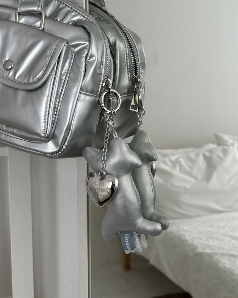 SILVER CAT HEART KEY-RING / SILVER