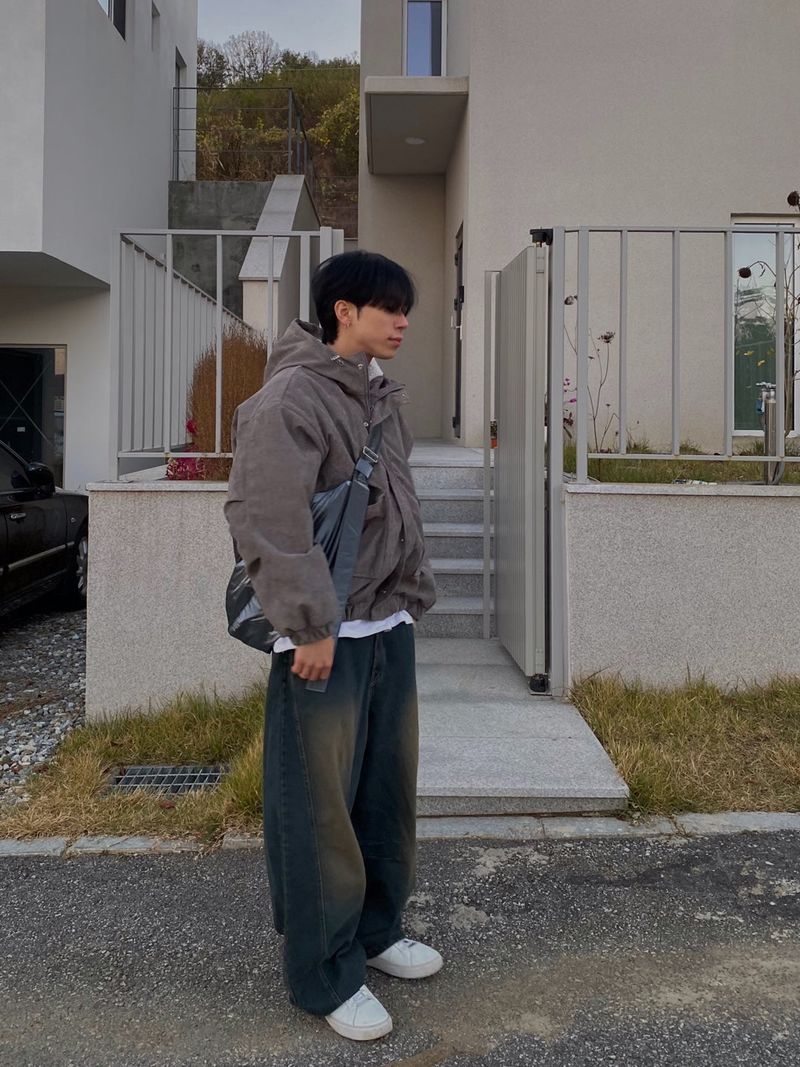 Mud Washing balloon denim pants