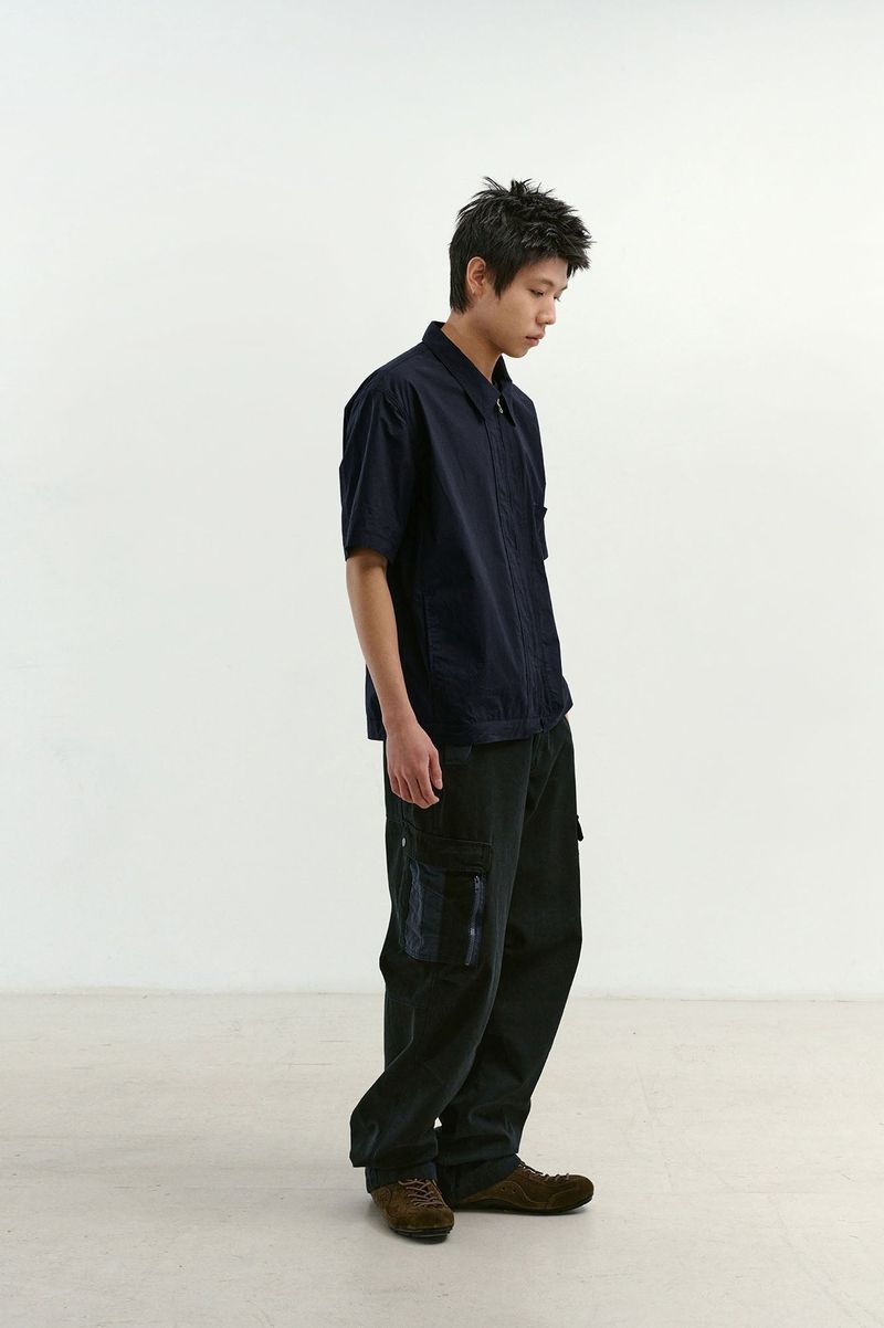 Field Panel Paper Half Shacket (Navy)
