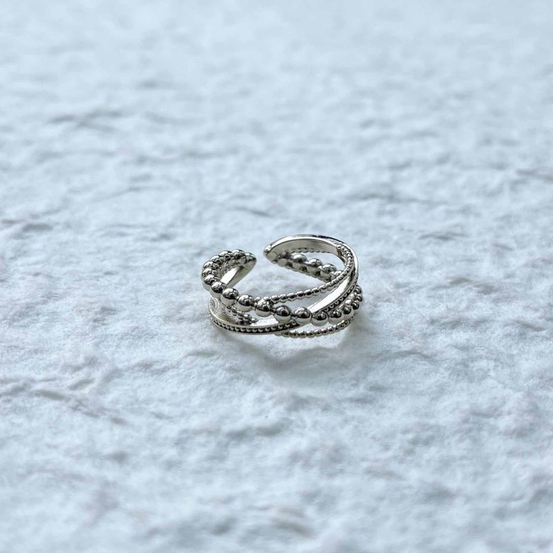 Interlaced Beaded Open Ring