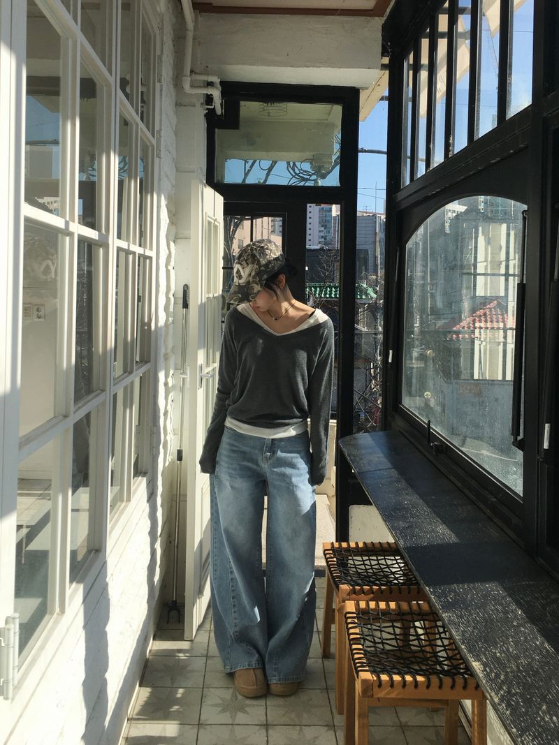 Vero Cut Washed Wide Denim (2c)