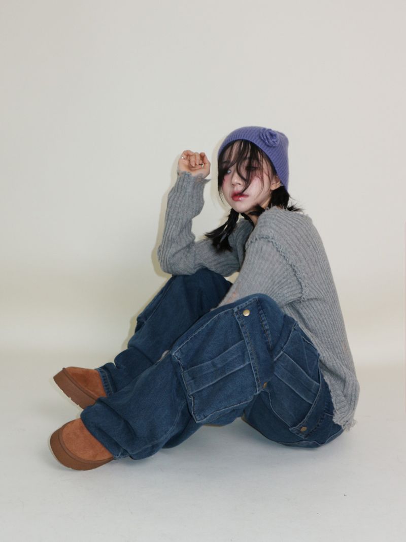 Zelda Double Pocket String Wide Denim Pants