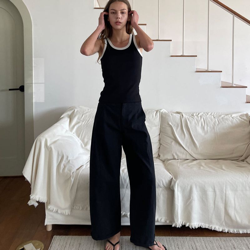 Ringer Cotton Sleeveless_Black