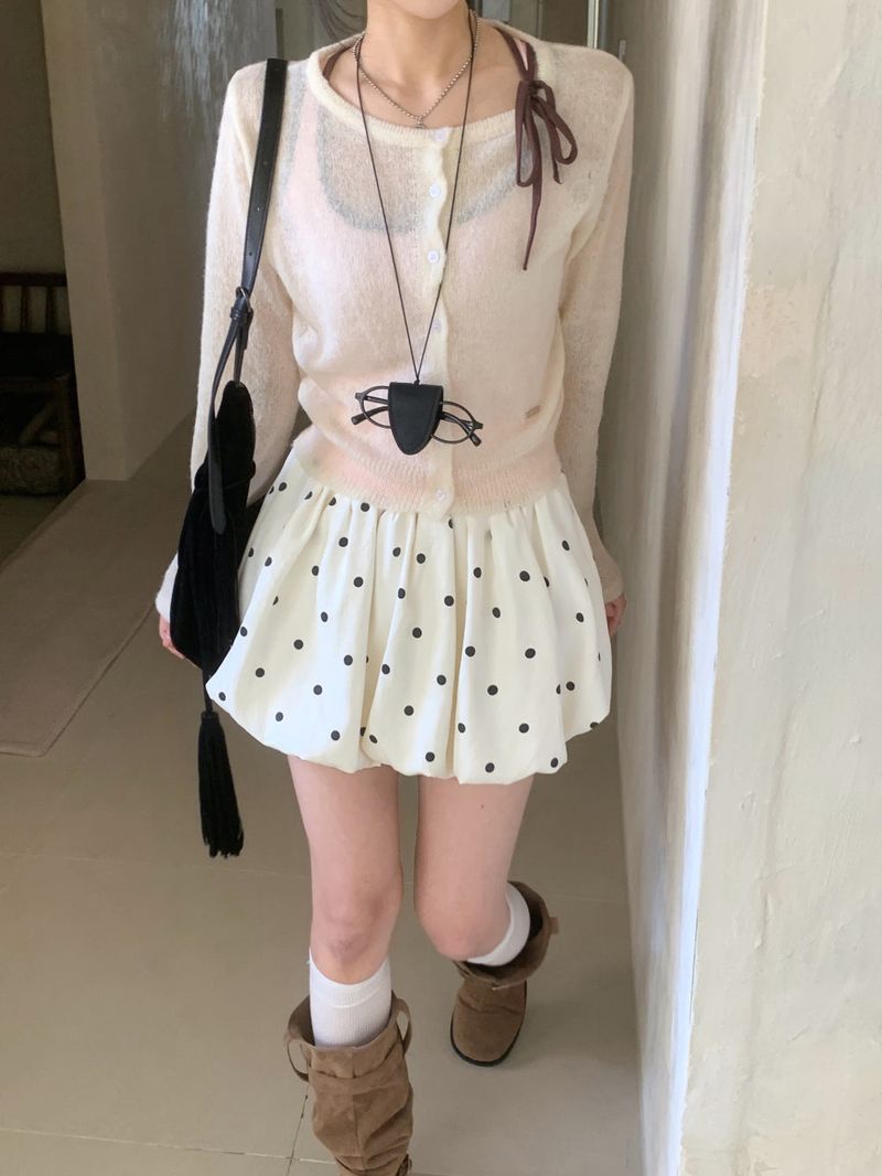 Dot Mellow Balloon Fit Mini Skirt