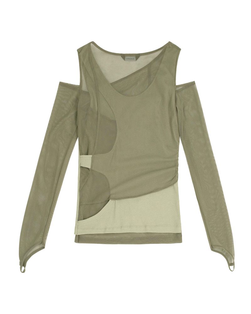 In&Out Knitted Top _  OLIVE GREEN