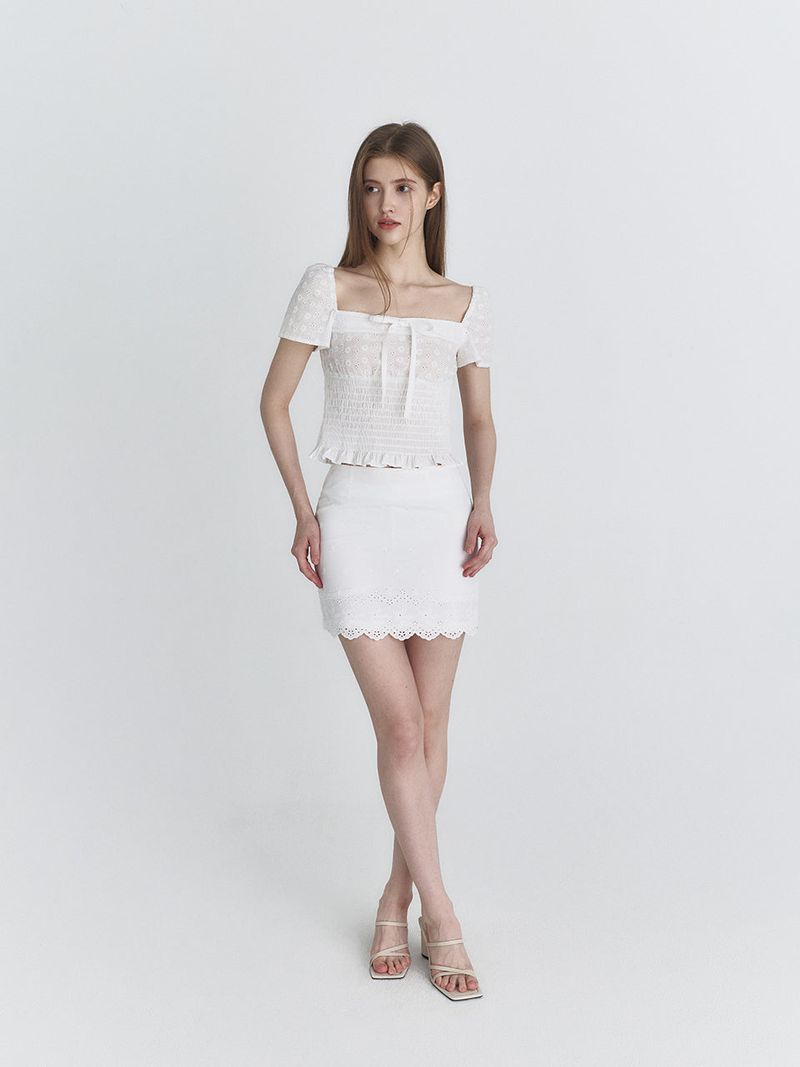 Floral puff blouse (Ivory)
