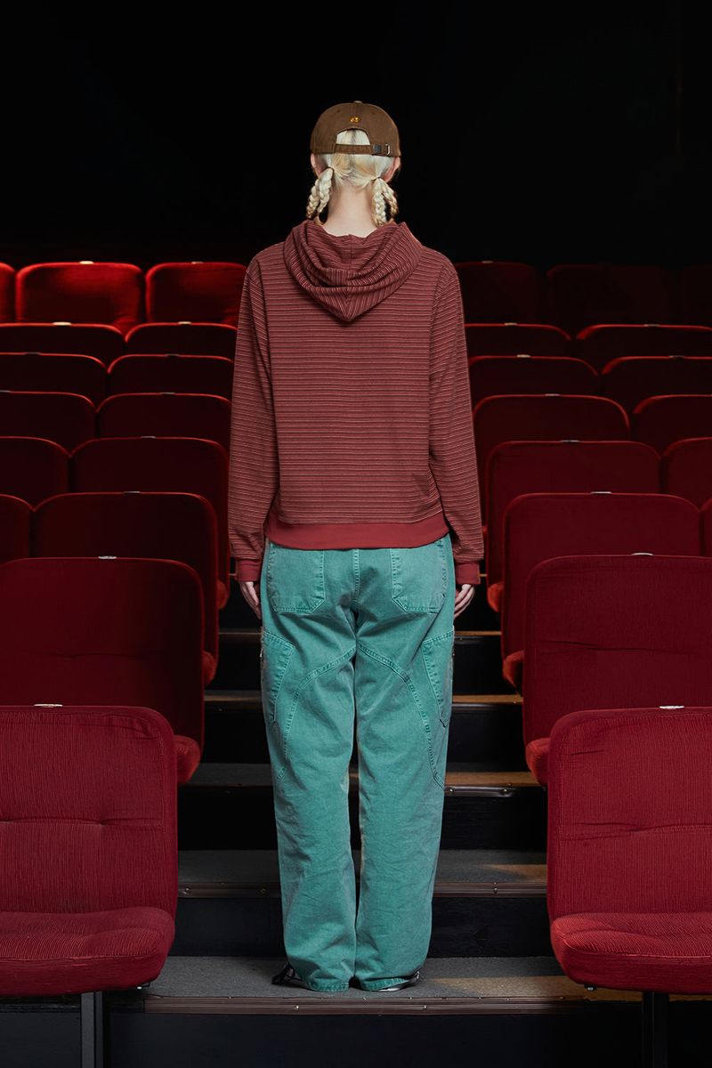 STRIPE LOGO HOODIE / BURGUNDY