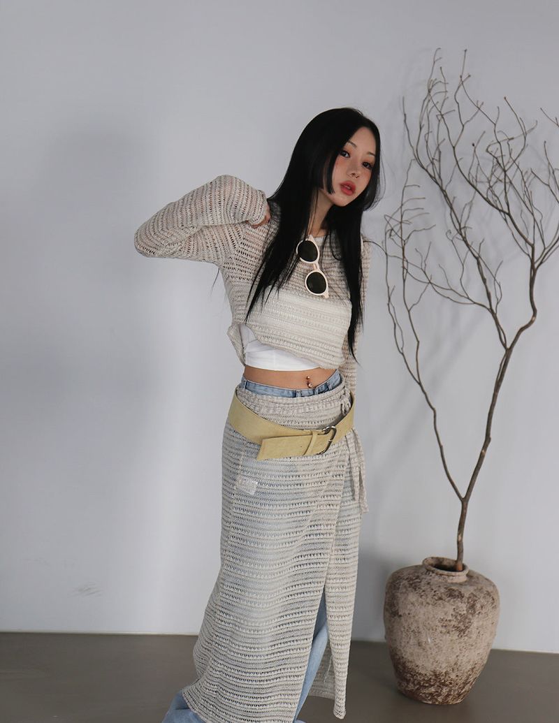 Delight-J（ディライトジェイ）の「Crochet See-Through Cropped Knitwear（Tops）」