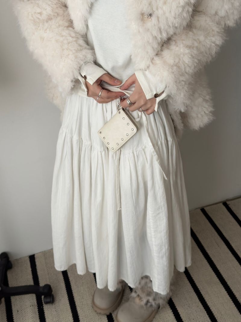 [prts made] side string long skirt (ivory) (bio-washed cotton)