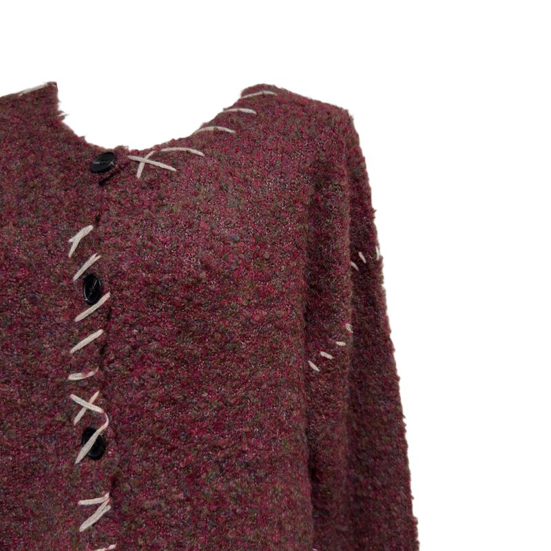 (3color) Mongle Stitch Hairy Loose Cardigan