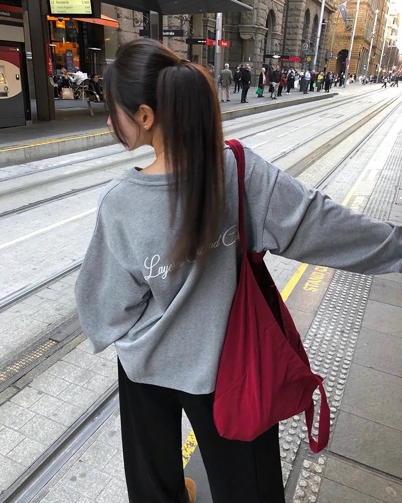 [ORIGINAL] Rosette Loose-Fit Lettering Long-Sleeve