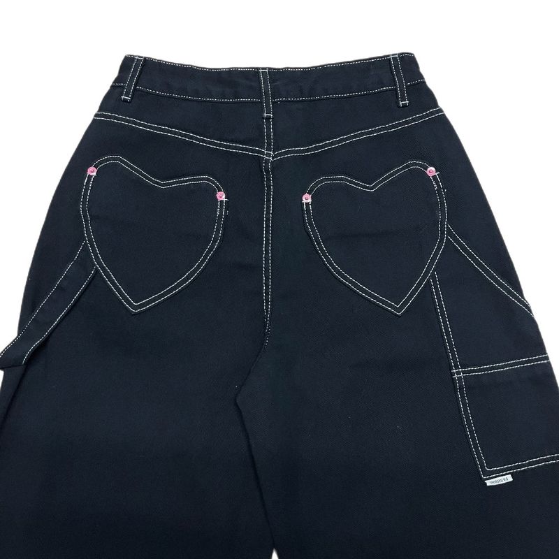 Luri Back Heart Pocket Carpenter Wide Pants 