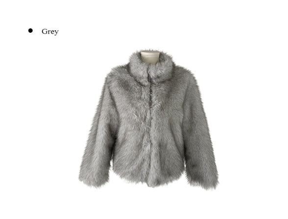 [Lining Quilting] Celan Hairy Fur Collar Jacket