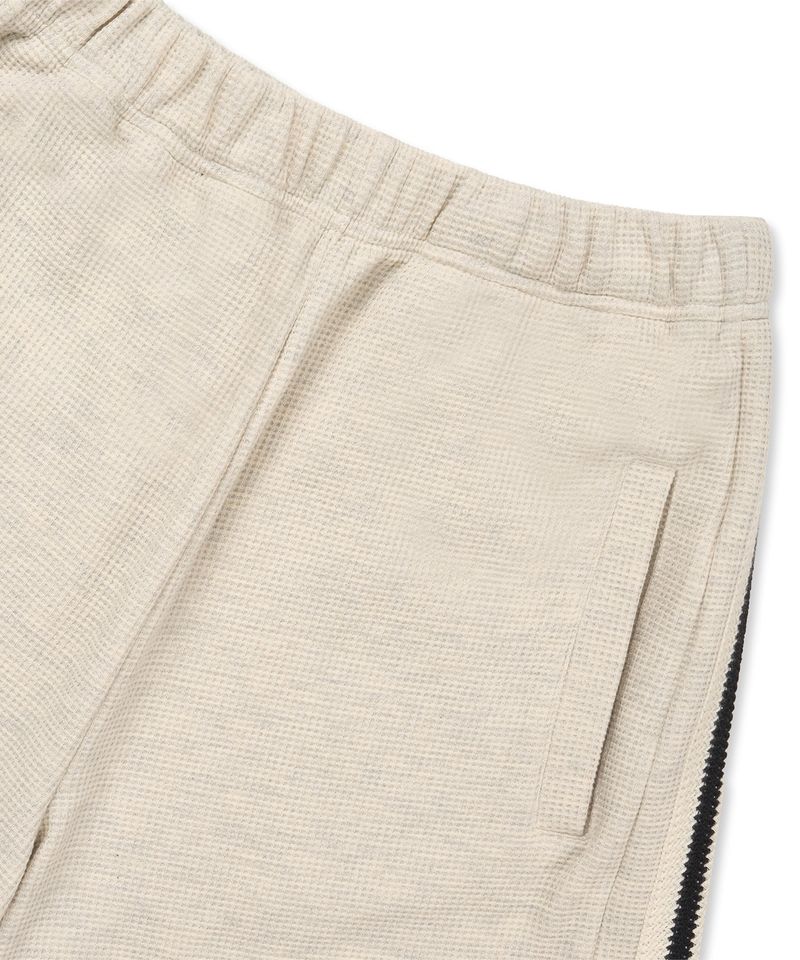 Embroidery Track Waffle Shorts - Cream