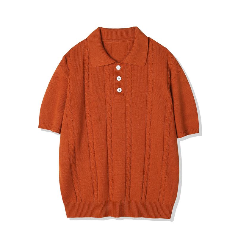 CHAIN CABLE COLLAR HALF KNIT ORANGE