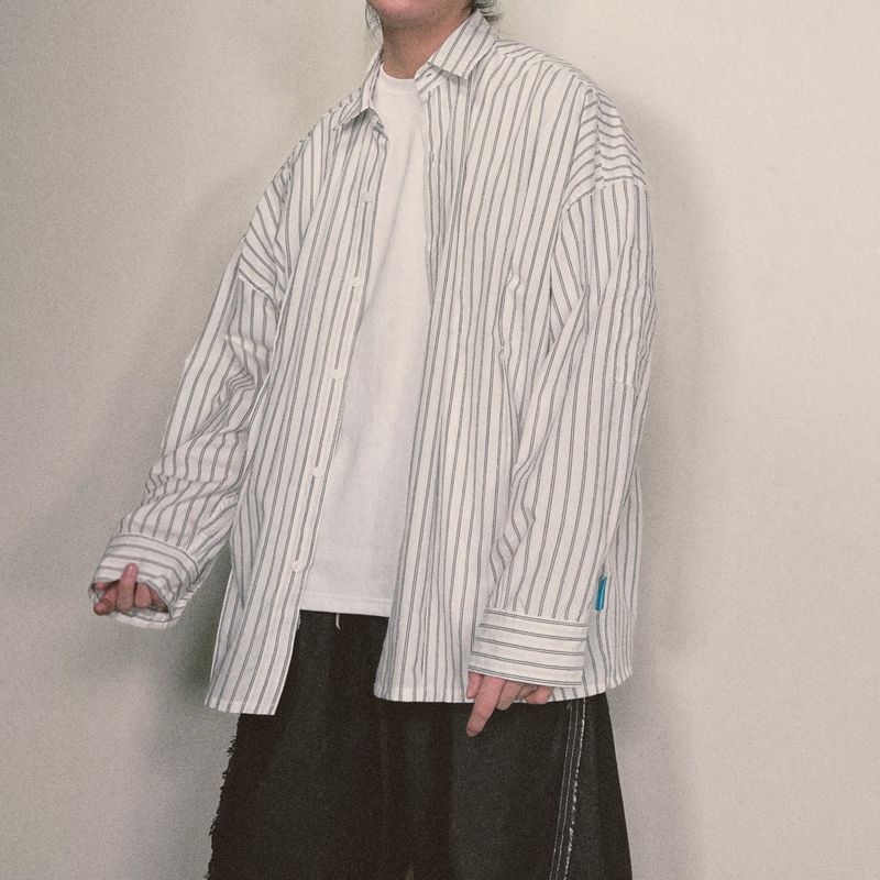 offset stripe shirt_white