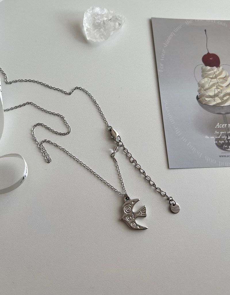 brd Lovely Bird Stainless Steel Lucky New Long Beads Layered Coin Luck Necklace